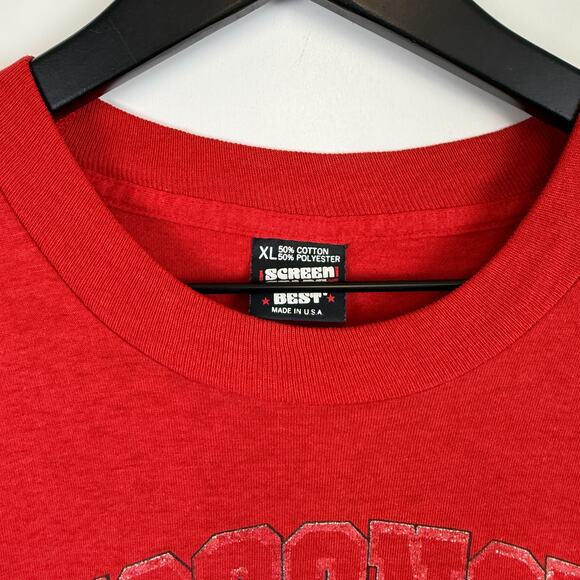 Vintage Single Stitch Wisconsin Badgers Red TShirt Screen Stars Best - XL - Picture 4 of 9